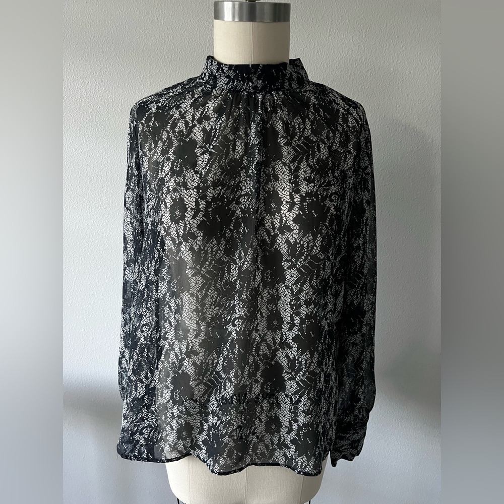NWOT Who What Wear Sheer Black Blouse